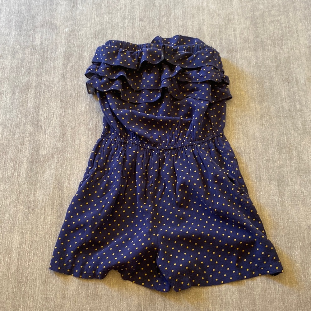 Target ruffle romper - navy blue and polka dots - size small